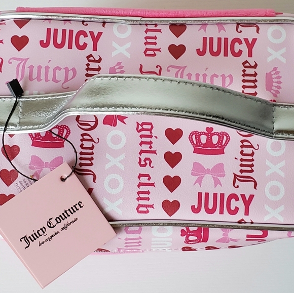 Juicy Couture Pink Heart Bows Makeup Cometics Bag Travel Bag - Picture 2 of 10